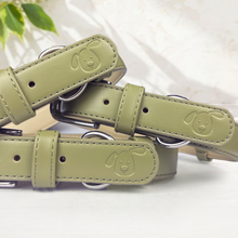 Load image into Gallery viewer, Vegan Leather Collar & Lead Set - Overly Dramatic Olive