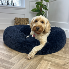 Load image into Gallery viewer, Calming Donut Bed - Frenchie Blue