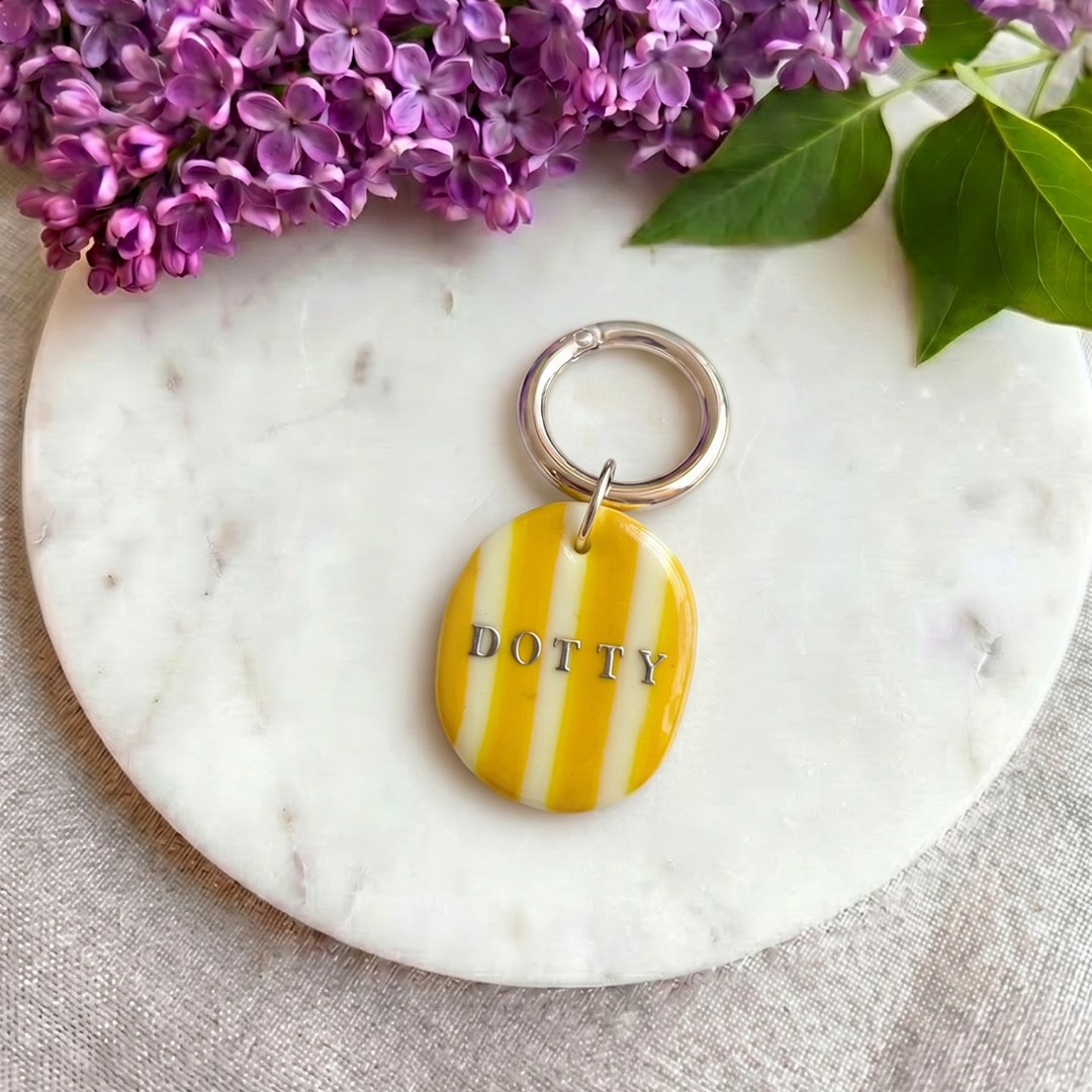 Candy Stripe Collection - Handcrafted Dog Tag - Amber