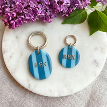 Load image into Gallery viewer, Candy Stripe Collection - Handcrafted Dog Tag - Blue
