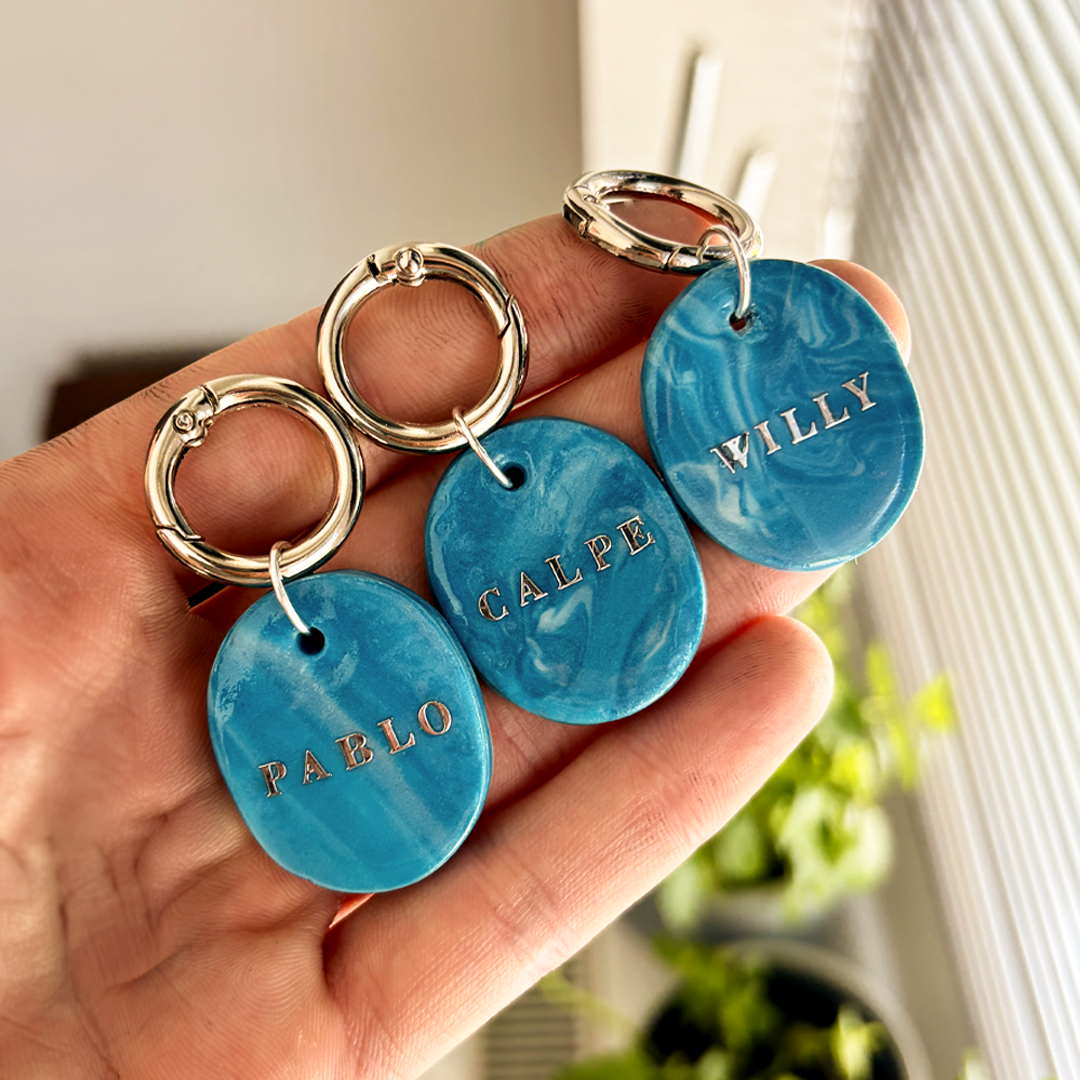 Quarry Collection - Handcrafted Dog Tag - Blue Marble