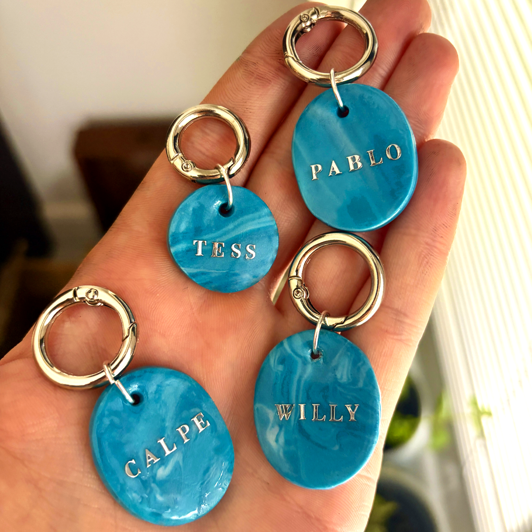 Quarry Collection - Handcrafted Dog Tag - Blue Marble
