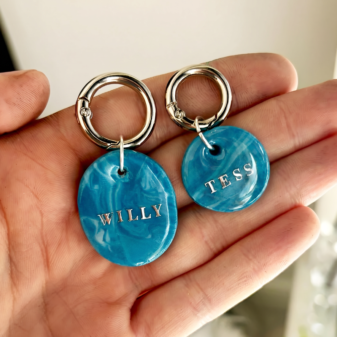 Quarry Collection - Handcrafted Dog Tag - Blue Marble
