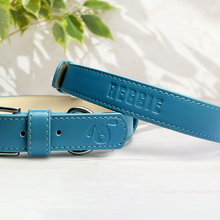 Load image into Gallery viewer, Vegan Leather Dog Collar - Carolina Blue
