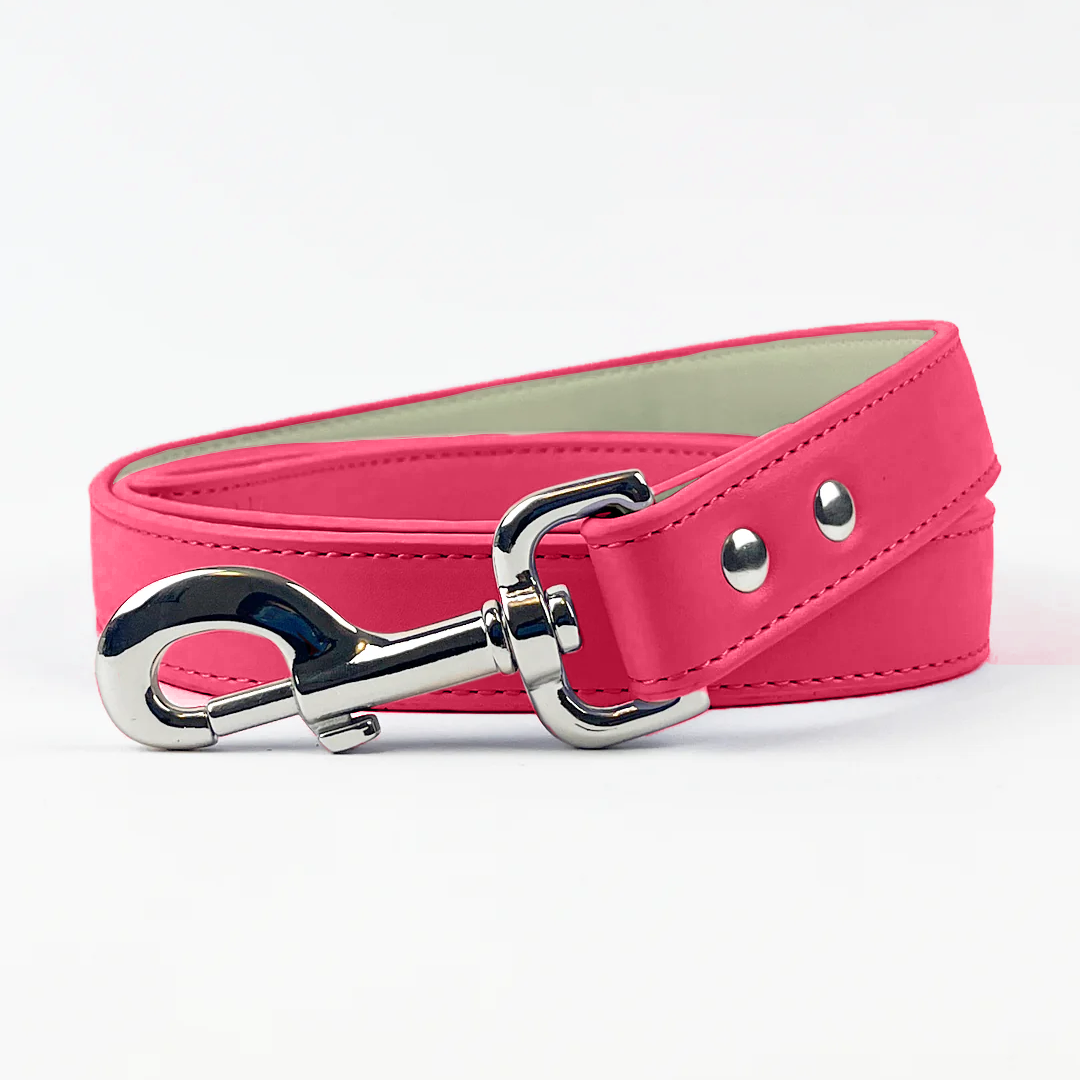 Vegan Leather Dog Lead - Rebel Pink