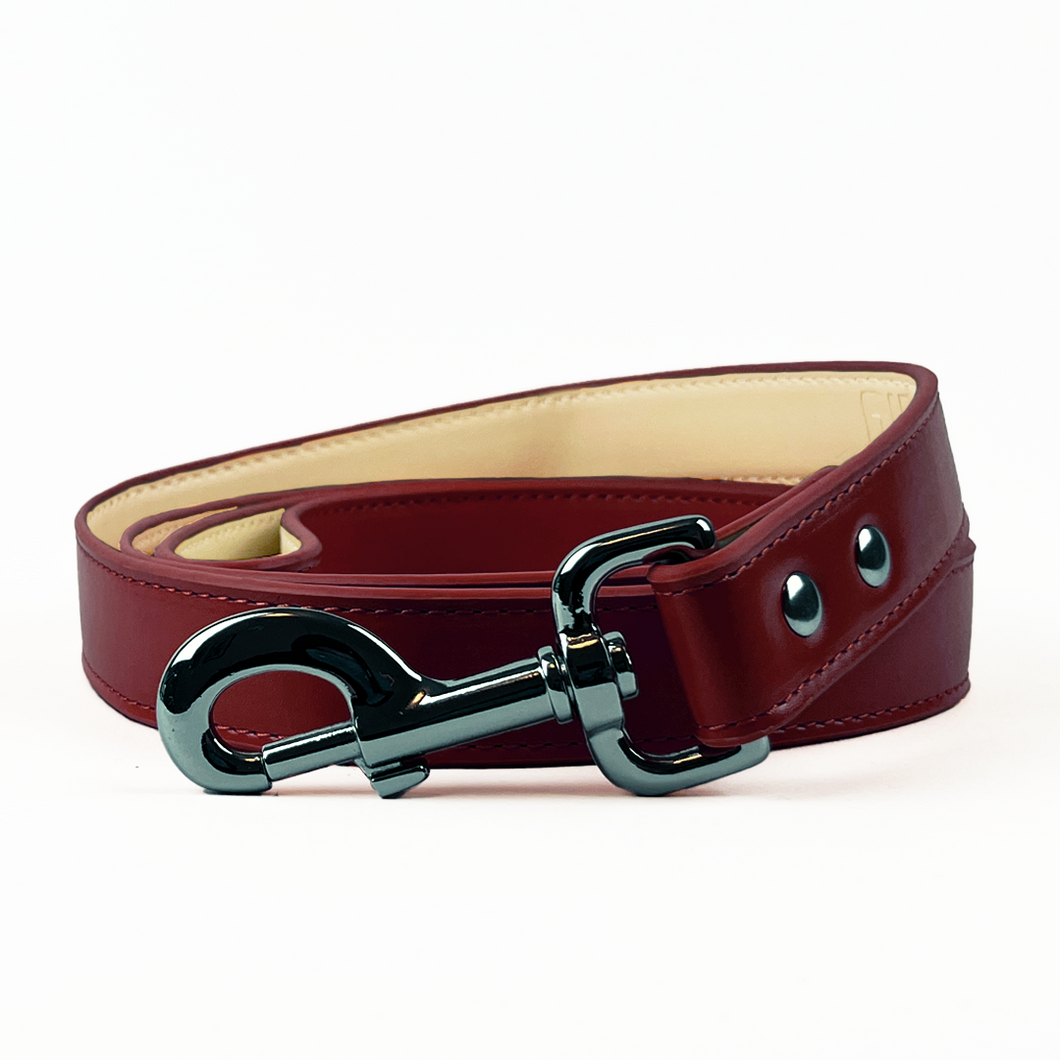 Vegan Leather Dog Lead - Wine Red