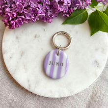 Load image into Gallery viewer, Candy Stripe Collection - Handcrafted Dog Tag - Lilac
