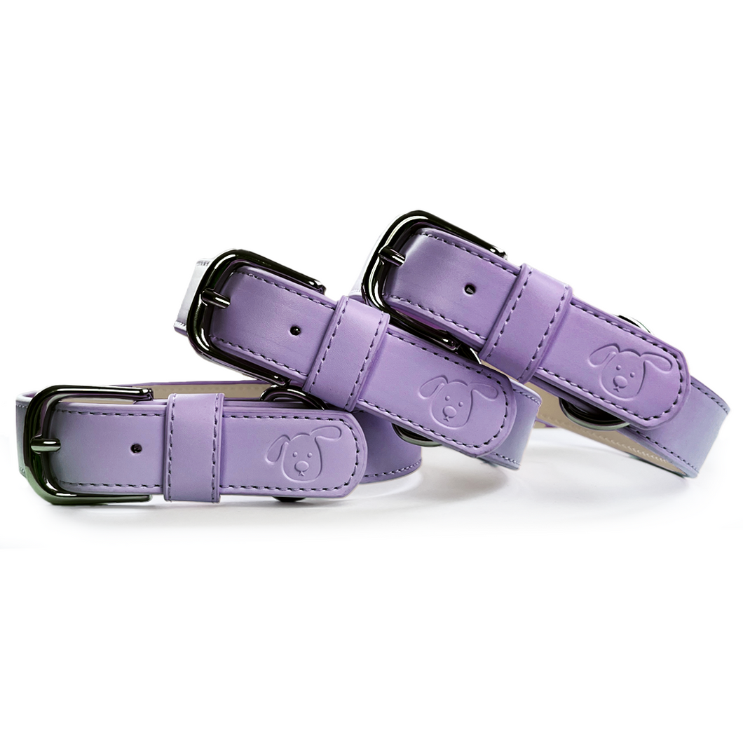 Vegan Leather Dog Collar - Lilac