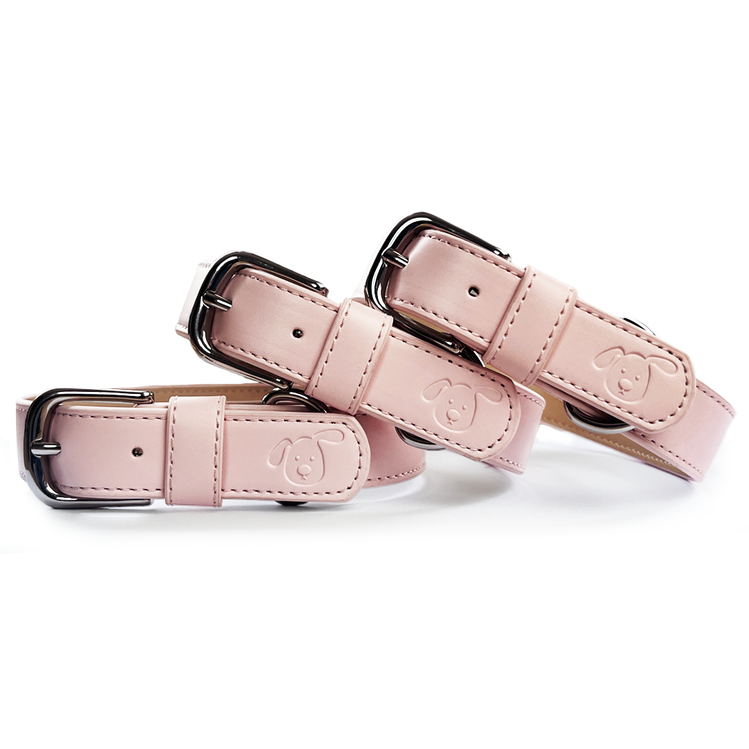 Vegan Leather Dog Collar - Baby Pink