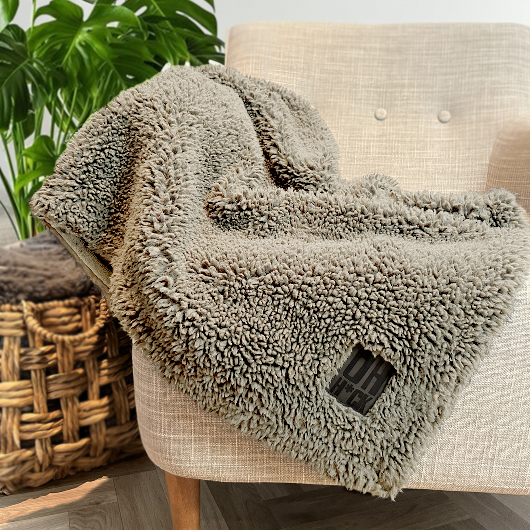 100% Recycled Fluffy Dog Blanket - Stone