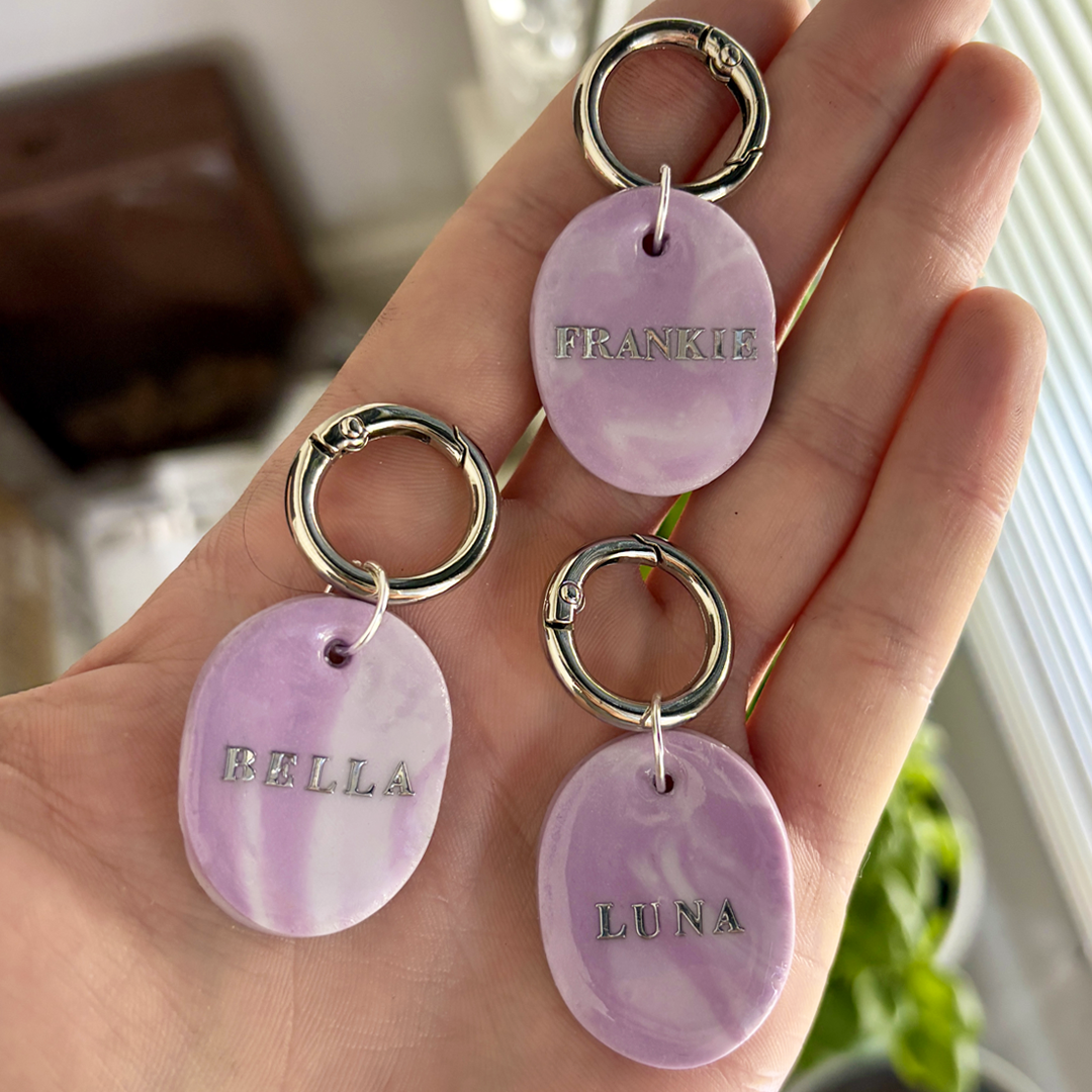 Quarry Collection - Handcrafted Dog Tag - Lilac Marble