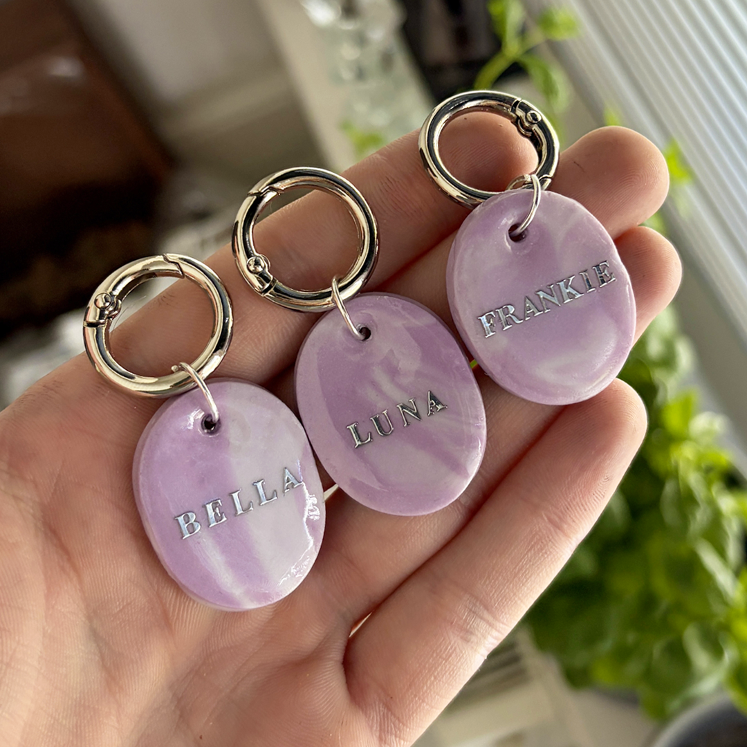 Quarry Collection - Handcrafted Dog Tag - Lilac Marble
