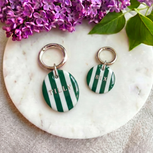Load image into Gallery viewer, Candy Stripe Collection - Handcrafted Dog Tag - Green&amp;White
