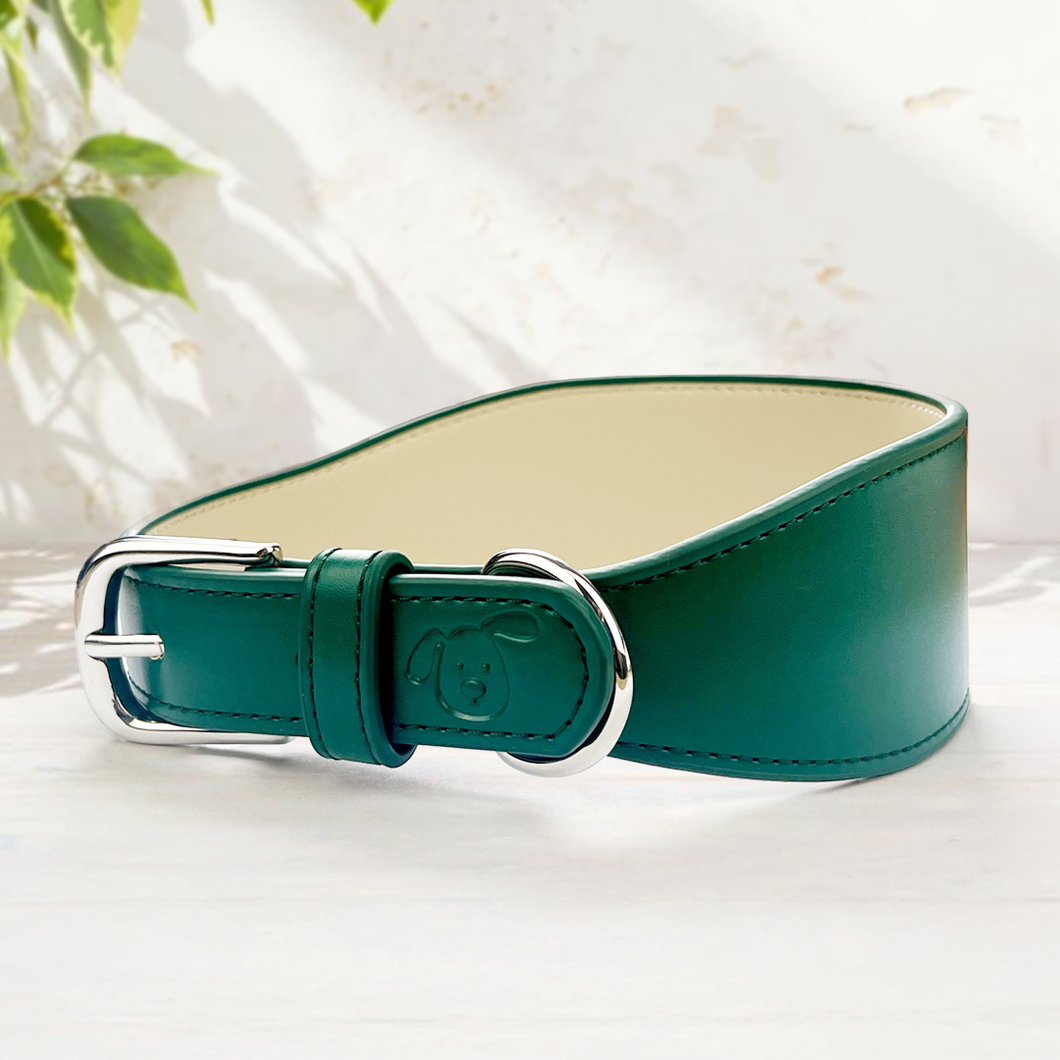 Whippet & Hound Vegan Leather Collar - Racing Green
