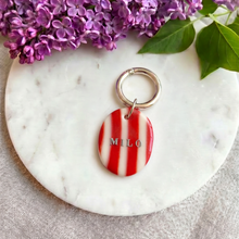 Load image into Gallery viewer, Candy Stripe Collection - Handcrafted Dog Tag - Red
