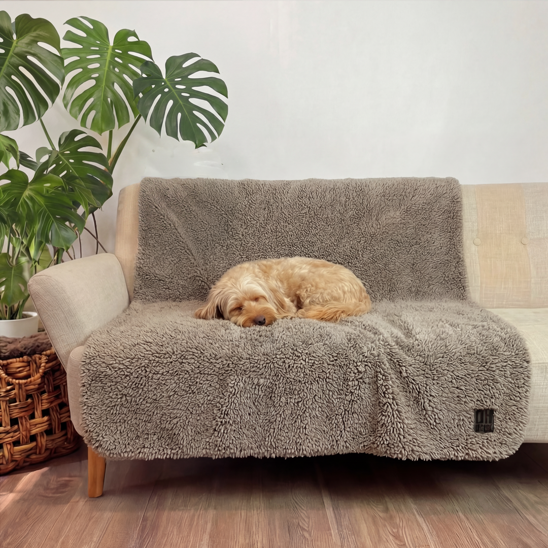 'The Snuggler' Fluffy Dog Blanket - Stone