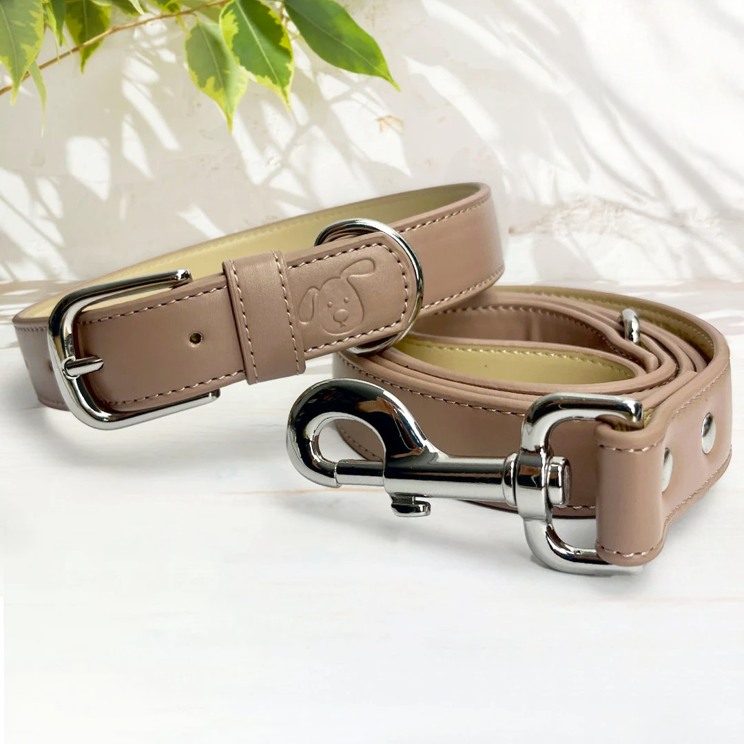 Vegan Leather Collar & Lead Set - (Prefers Matcha) Mocha