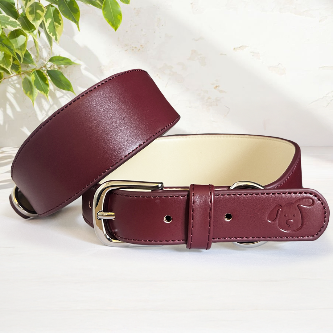 Whippet & Hound Vegan Leather Collar - Wine Red