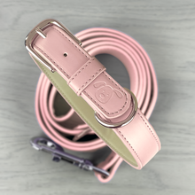 Load image into Gallery viewer, Baby Pink vegan leather dog collar and lead set
