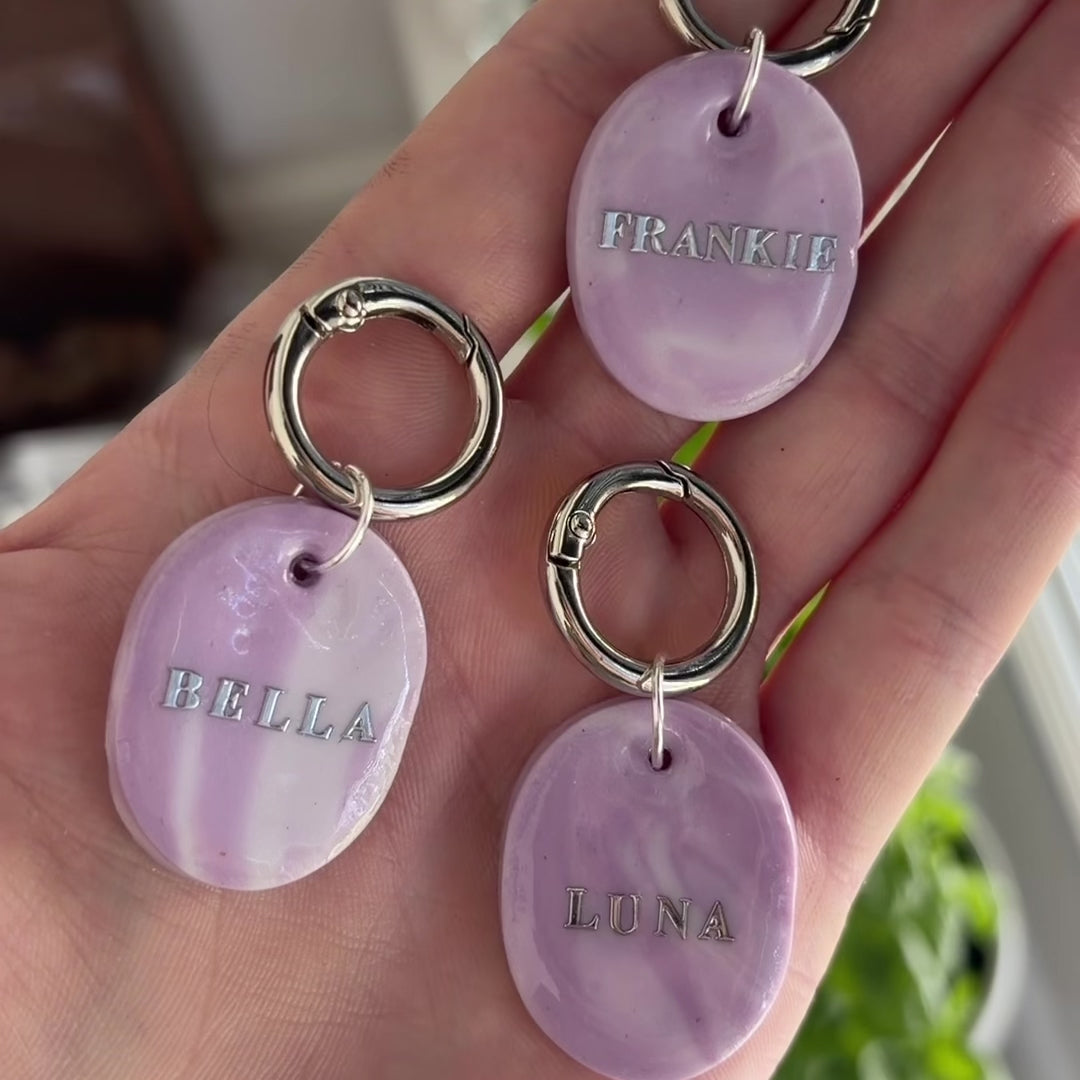 Quarry Collection - Handcrafted Dog Tag - Lilac Marble
