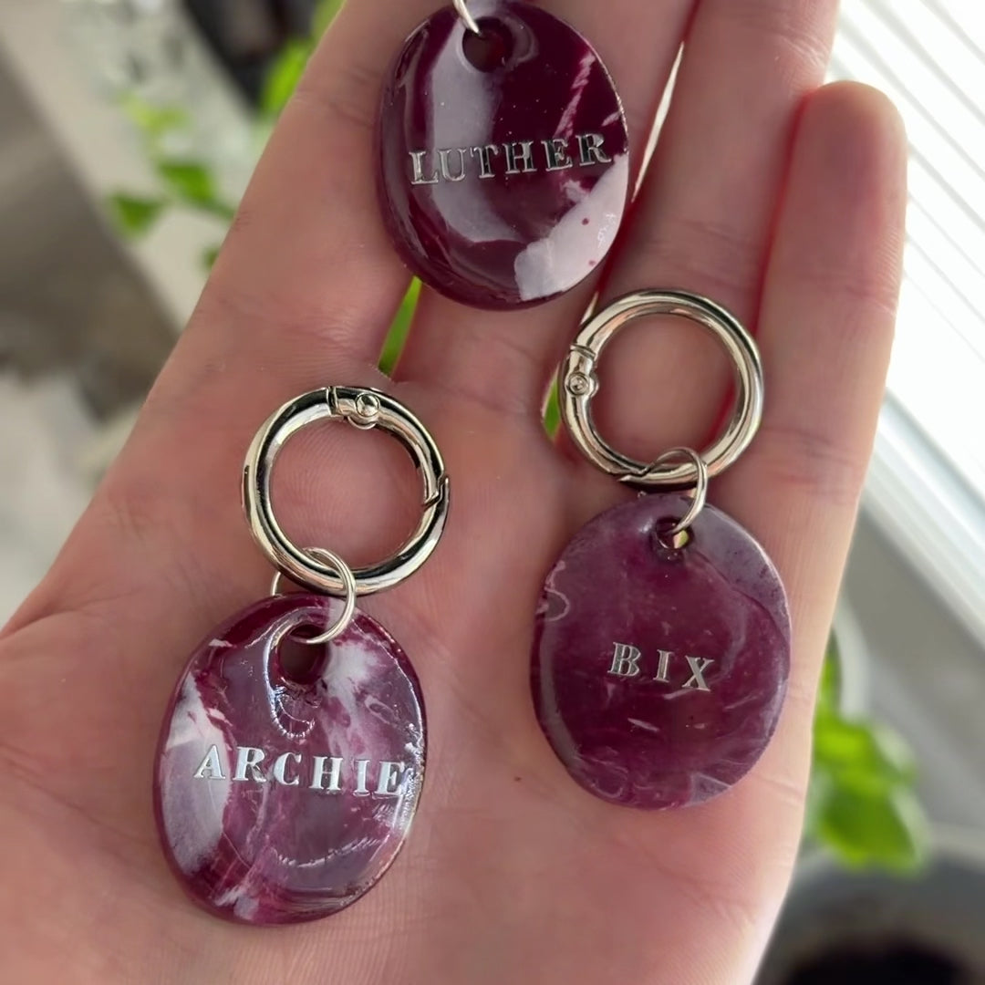 Quarry Collection - Handcrafted Dog Tag - Wine Marble