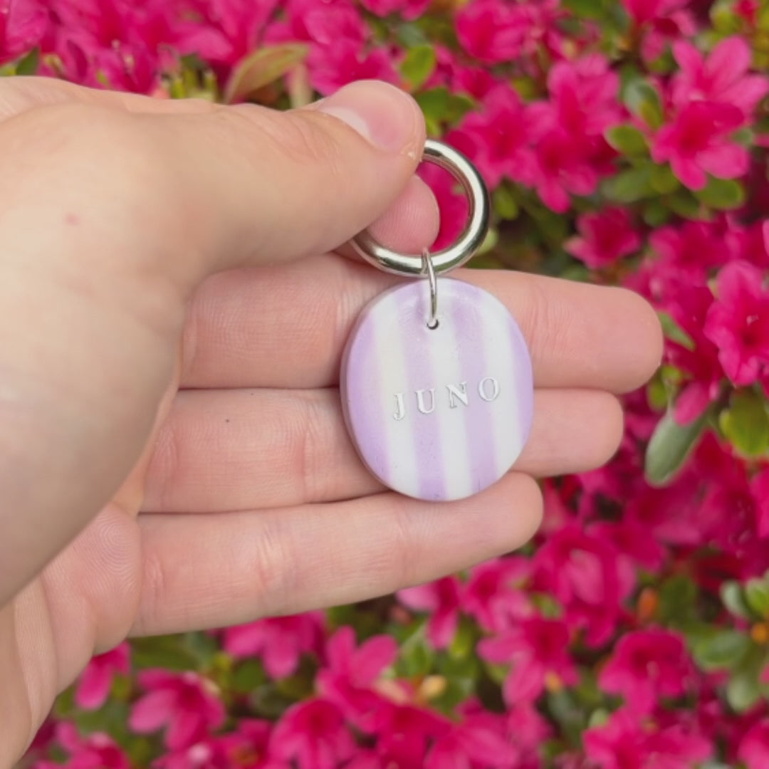 Candy Stripe Collection - Handcrafted Dog Tag - Lilac