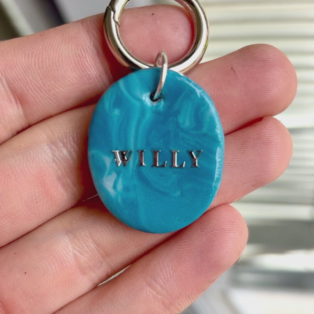 Quarry Collection - Handcrafted Dog Tag - Blue Marble