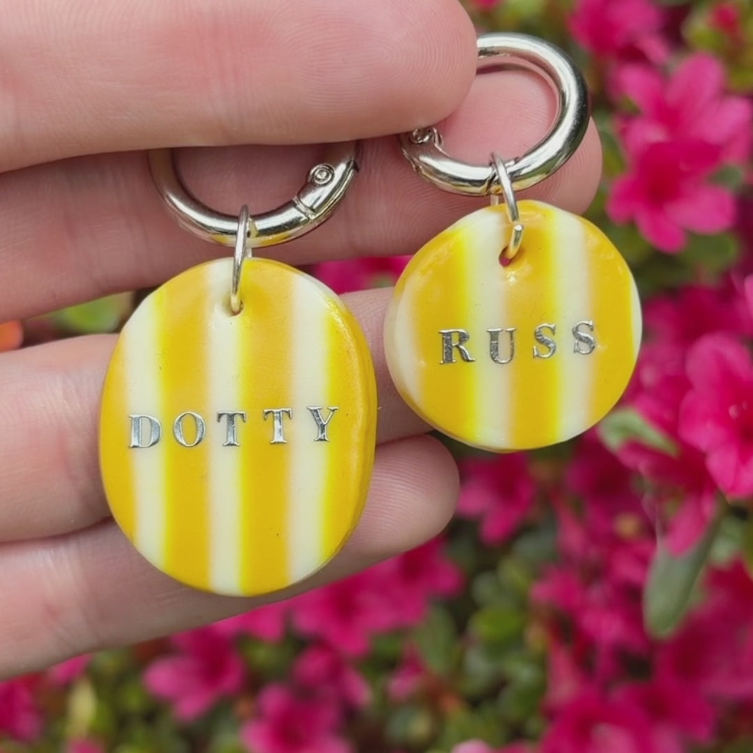 Candy Stripe Collection - Handcrafted Dog Tag - Amber