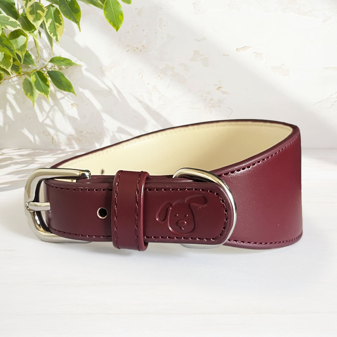 Whippet & Hound Vegan Leather Collar - Wine Red