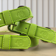 Load image into Gallery viewer, green leather dog collar
